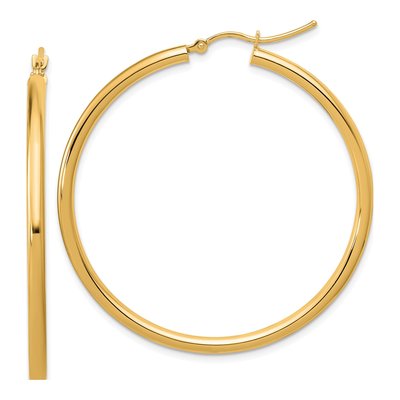 14K Yellow Gold 45mm Tube Hoop Earrings