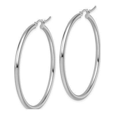 14K White Gold 45mm Tube Hoop Earrings – view 4