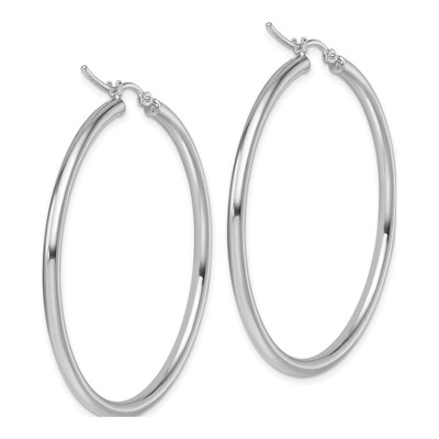 14K White Gold 45mm Tube Hoop Earrings – view 6
