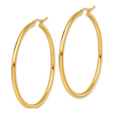 14K Yellow Gold 50mm Tube Hoop Earrings – view 3