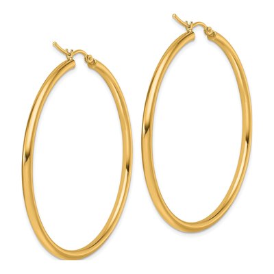 14K Yellow Gold 50mm Tube Hoop Earrings – view 5