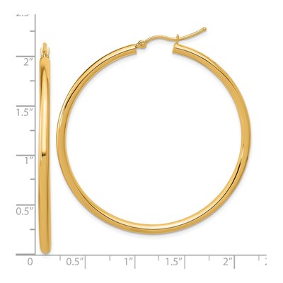 14K Yellow Gold 50mm Tube Hoop Earrings – view 6