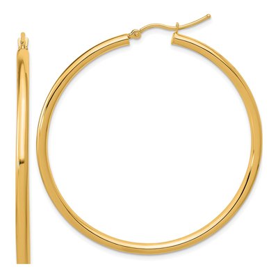 14K Yellow Gold 50mm Tube Hoop Earrings