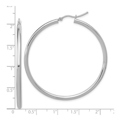 14K White Gold 50mm Tube Hoop Earrings – view 6