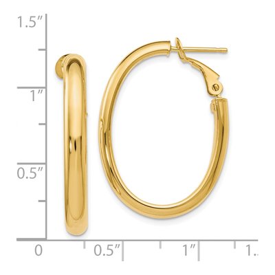 14K Yellow Gold Oval Hoop Earrings – view 5