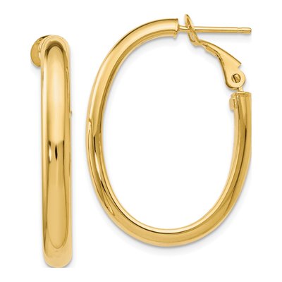 14K Yellow Gold Oval Hoop Earrings