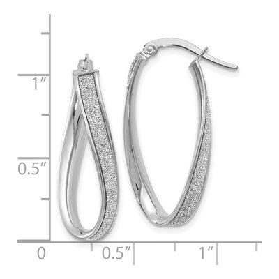 14K White Gold Glimmer Oval Hoop Earrings – view 4
