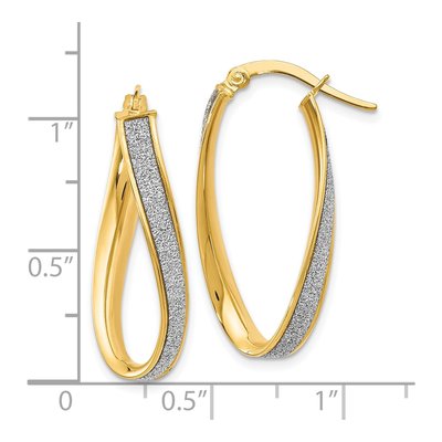 14K Yellow Gold Glimmer Oval Twist Hoop Earrings – view 5