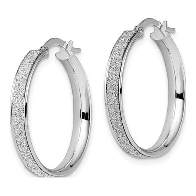 14K White Gold 25mm Glimmer Hoop Earrings – view 3