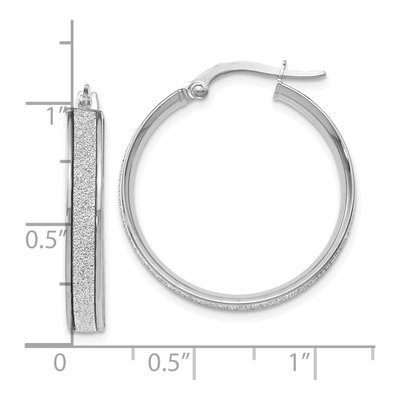 14K White Gold 25mm Glimmer Hoop Earrings – view 4