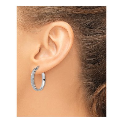 14K White Gold 25mm Glimmer Hoop Earrings – view 5