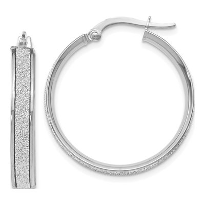 14K White Gold 25mm Glimmer Hoop Earrings