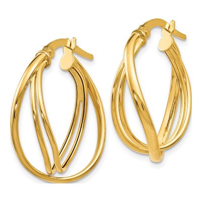 14K Yellow Gold 21mm Twist Hoop Earrings – view 3