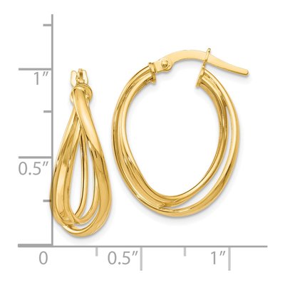 14K Yellow Gold 21mm Twist Hoop Earrings – view 5