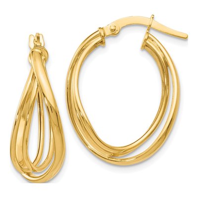 14K Yellow Gold 21mm Twist Hoop Earrings
