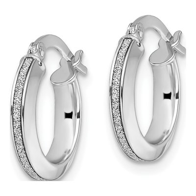 14K White Gold 15mm Glimmer Hoop Earrings – view 3