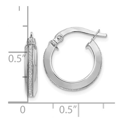 14K White Gold 15mm Glimmer Hoop Earrings – view 4