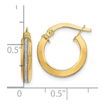14K Yellow Gold 15mm Glimmer Hoop Earrings – view 5