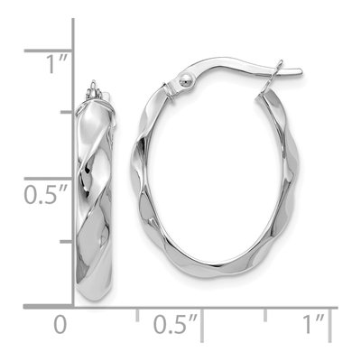 14K White Gold Twisted Oval Hoop Earrings – view 5