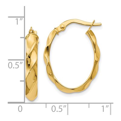 14K Yellow Gold Twisted Oval Hoop Earrings – view 5