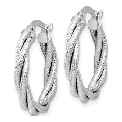 14K White Gold 21mm Twisted Triple Hoop Earrings – view 3