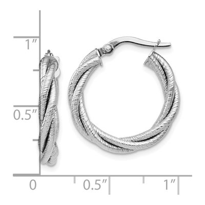 14K White Gold 21mm Twisted Triple Hoop Earrings – view 5