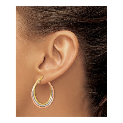 14K Tri-Color Gold 26mm Twisted Hoop Earrings – view 4
