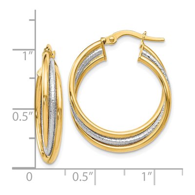 14K Two-Tone Gold 23mm Twisted Hoop Earrings – view 5