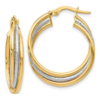14K Two-Tone Gold 23mm Twisted Hoop Earrings