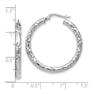 14K White Gold 30mm ForeverLite Textured Hoop Earrings – view 5