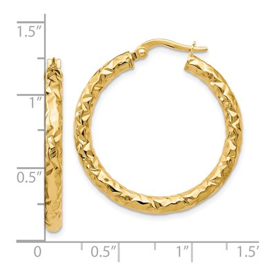 14K Yellow Gold Textured Hoop Earrings – view 5