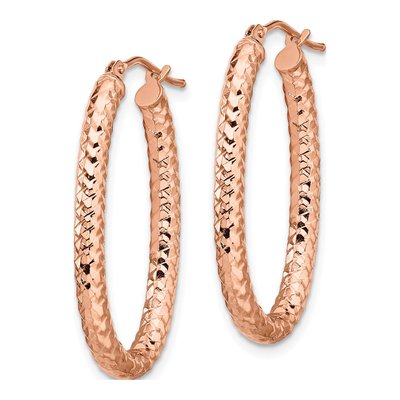 14K Rose Gold Textured Hoop Earrings – view 3