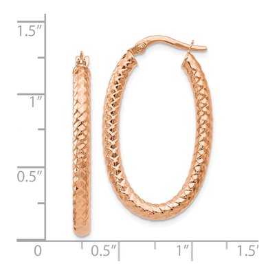 14K Rose Gold Textured Hoop Earrings – view 5