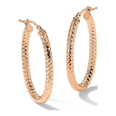14K Rose Gold Textured Hoop Earrings – view 6