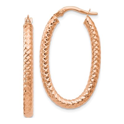 14K Rose Gold Textured Hoop Earrings