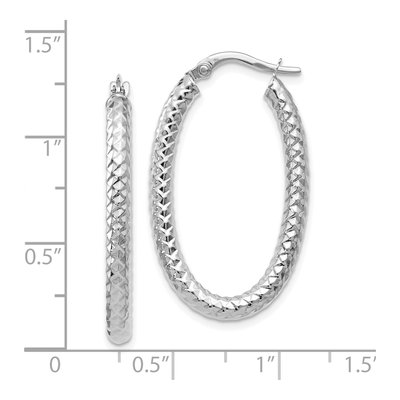 14K White Gold Textured Hoop Earrings – view 5
