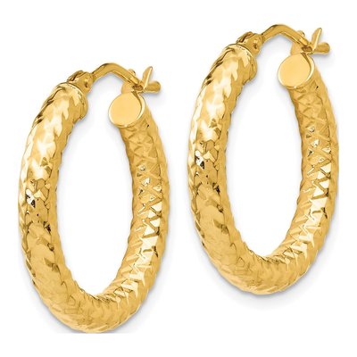 14K Yellow Gold 22mm ForeverLite Hoop Earrings – view 3