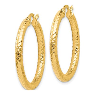 14K Yellow Gold 30mm ForeverLite Hoop Earrings – view 3