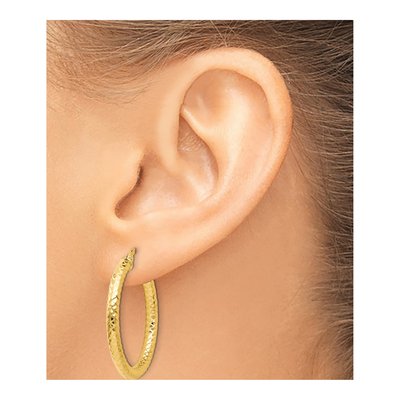 14K Yellow Gold 30mm ForeverLite Hoop Earrings – view 4