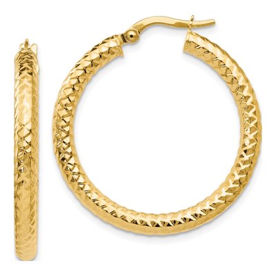 14K Yellow Gold 30mm ForeverLite Hoop Earrings