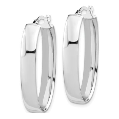 14K White Gold Oval Hoop Earrings – view 3