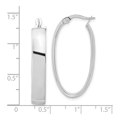 14K White Gold Oval Hoop Earrings – view 5