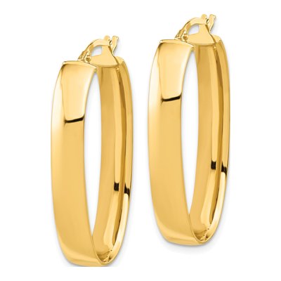 14K Yellow Gold Oval Hoop Earrings – view 3