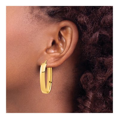 14K Yellow Gold Oval Hoop Earrings – view 4
