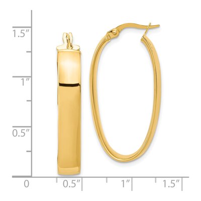 14K Yellow Gold Oval Hoop Earrings – view 5
