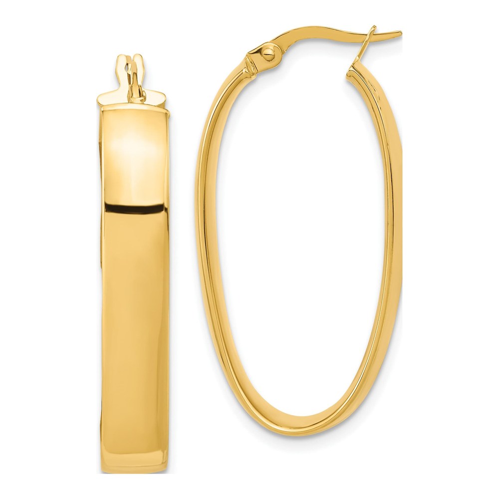 14K Yellow Gold Oval Hoop Earrings