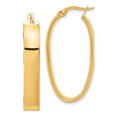 14K Yellow Gold Oval Hoop Earrings