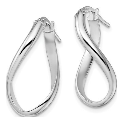 14K White Gold Twisted Oval Hoop Earrings – view 3