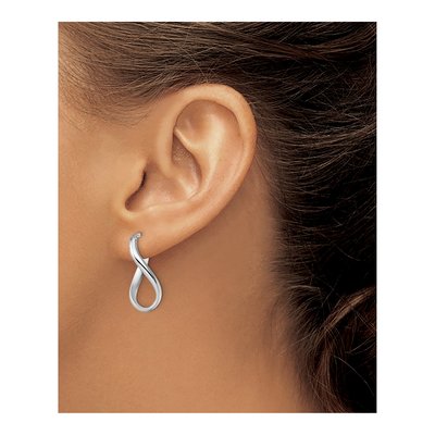 14K White Gold Twisted Oval Hoop Earrings – view 4