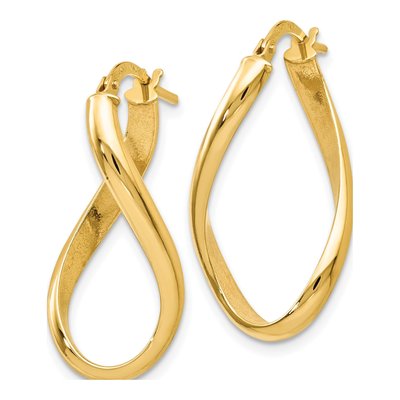 14K Yellow Gold Twisted Oval Hoop Earrings – view 3